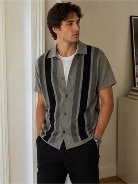 Express Mens Gray and Black Shirt